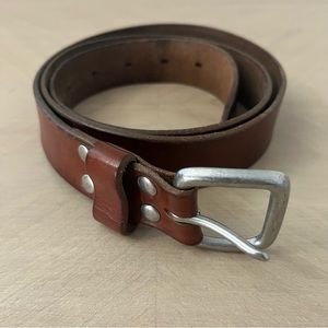 J. Crew Brown Leather Belt with Silver-tone Belt Buckle size 36